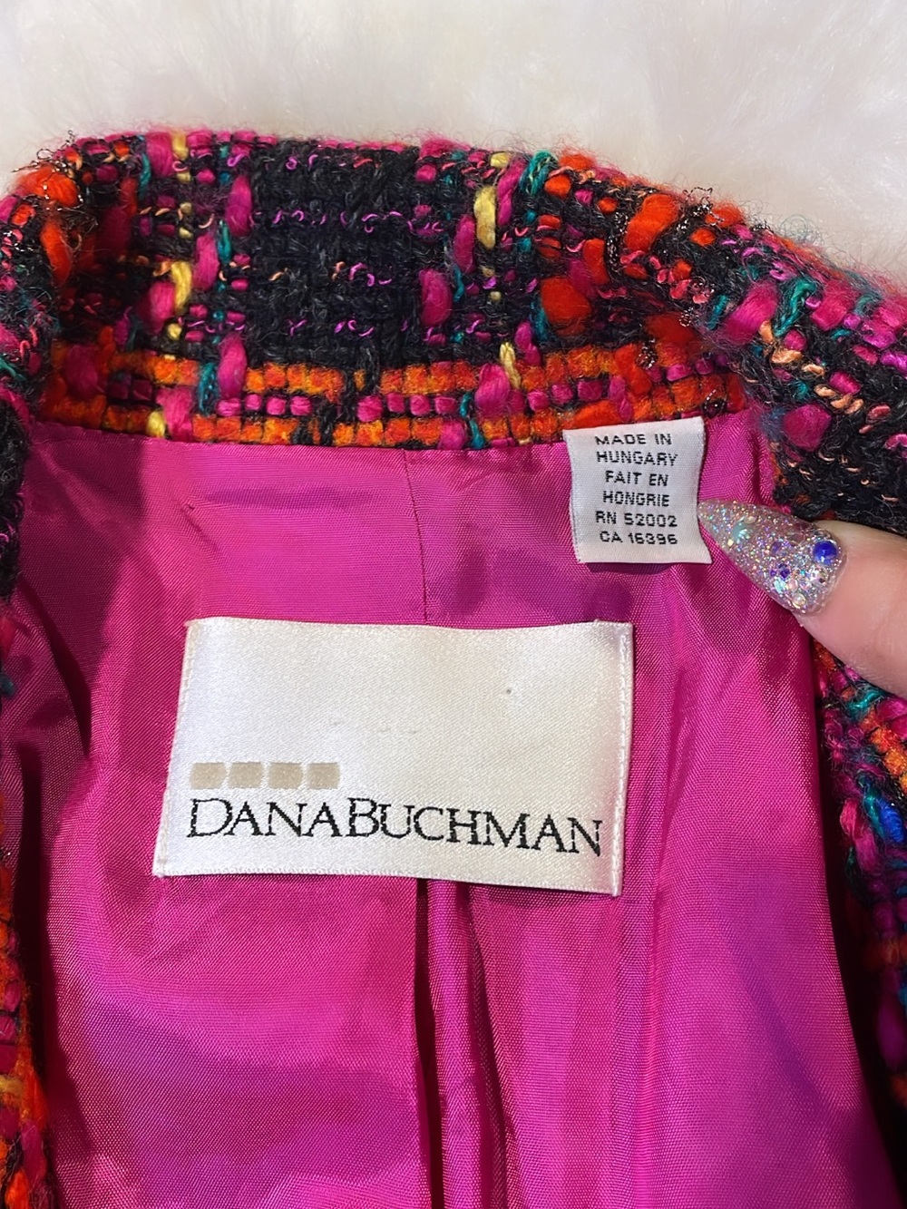 Dana Buchman Multicolor Tweed Blazer in Pink & Orange - Picture 5 of 6